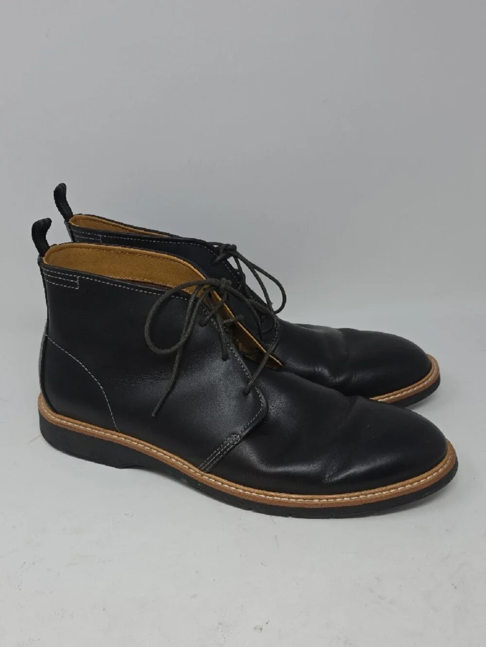 Cole Haan Chukka Boots Men's Black Leather Lace-Up Ankle Round Toe Size 12M